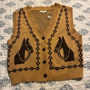 Anthropologie Brown V-Neck Sweater Vest